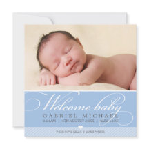 FOTO BIRTH ANNOUNCEMENT Sehr schöne Schrift blau