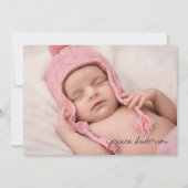 Foto Birth Stats Modernes Script New Baby Vielen D Dankeskarte (Vorderseite)