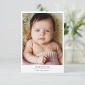 Foto Birth Stats New Baby Dankeskarte (Stehend Vorderseite)