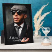Foto Birthday Black Trim Easel Personalisieren Fotoplatte (Seite)