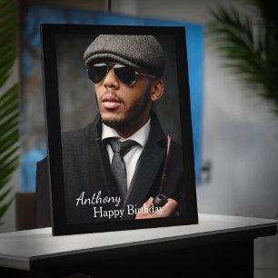 Foto Birthday Black Trim Easel Personalisieren Fotoplatte