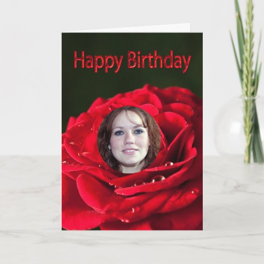 Foto Birthday Card mit klassischer rote Rose Karte (Vorderseite)
