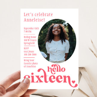 Foto Birthday Einladung für sie | Sechzehn