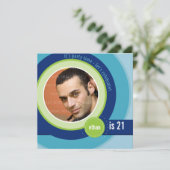 FOTO BIRTHDAY ERSUCHT :: zirkuläre 4SQ Einladung (Stehend Vorderseite)