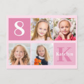 Foto Birthday Girl Hübsch Pink Monogram Chic Postkarte (Vorderseite)