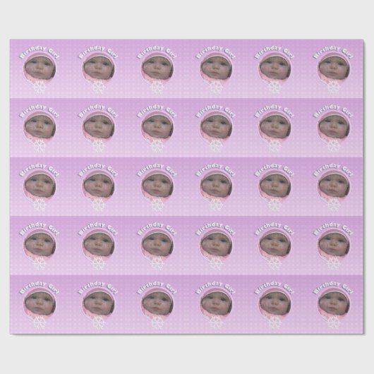 Foto Birthday Girl Pink Winter Onederland Geschenkpapier (Flach)