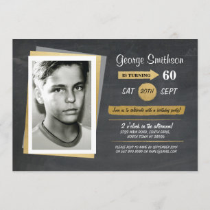 Foto Birthday Gold Chalkboard Einladungen