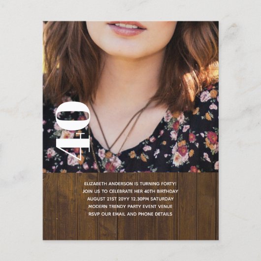 FOTO BIRTHDAY INVITATION - jedes Alter von 40. 35. Flyer (Vorne)
