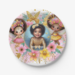 Foto Birthday Little Black Fairy African Pink Pappteller