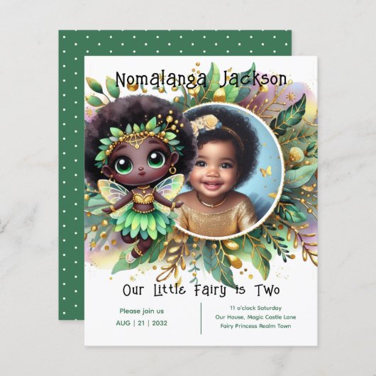 Foto Birthday Little Black Fairy Green Gold (Vorne/Hinten)