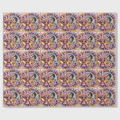 Foto Birthday Little Black Fairy Lila Gelb Geschenkpapier (Flach)