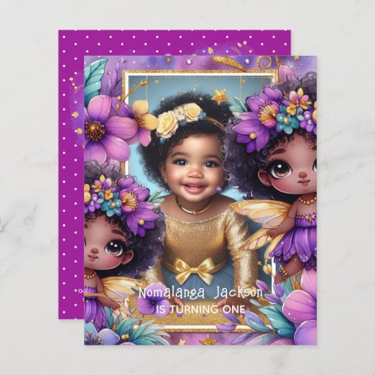 Foto Birthday Little Black Fairy Lila Gold (Vorne/Hinten)