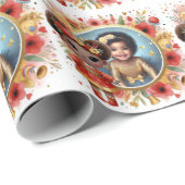 Foto Birthday Little Black Fairy Red Gold Geschenkpapier (Rolleneckpunkt)