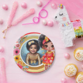 Foto Birthday Little Black Fairy Red Gold Pappteller (Party)