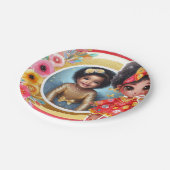 Foto Birthday Little Black Fairy Red Gold Pappteller (Schrägansicht)