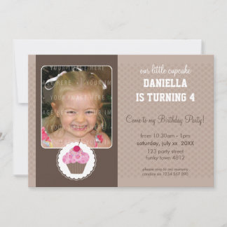 FOTO BIRTHDAY PARTY ERSUCHT: cupcake 7L Einladung