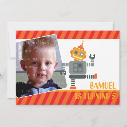 FOTO BIRTHDAY PARTY ERSUCHT: Roboter tanzen 2L Einladung (Vorderseite)