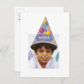 Foto Birthday Party Hat Einladung Postkarten (Vorne/Hinten)