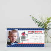FOTO BIRTHDAY PARTY INVITE :: Roboter tanzen 3L (Stehend Vorderseite)
