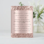 Foto Birthday Party Rose Gold Glitzer Einladung (Stehend Vorderseite)