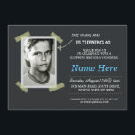 Foto Birthday Vintag Black Invite Mens 50. 60. Einladung<br><div class="desc">Fügen Sie Ihr Foto zu diesem eleganten Vintagen Stil laden. Erhöhe jedes Alter. Rückdruck im Lieferumfang enthalten.</div>