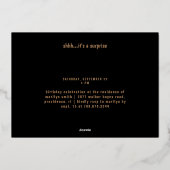 Foto Black 50. Überraschung Geburtstag Gold Folieneinladung (Rückseite)