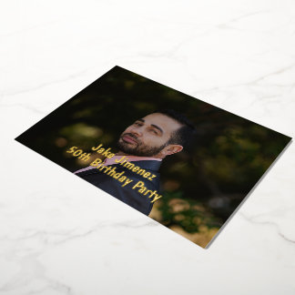 Foto Black 50. Überraschung Geburtstag Gold Folieneinladung