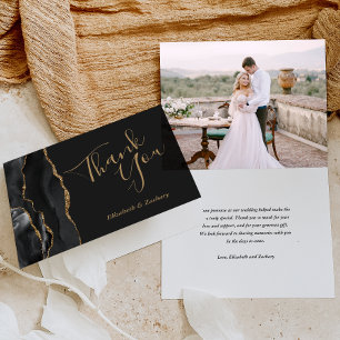 Foto Black Agate Gold Dunkle Hochzeit Vielen Dank Karte
