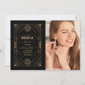 Foto Black and Gold Art Deco Brautparty Einladung (Vorderseite)