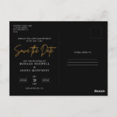 Foto Black and Gold Wedding Save the Date Postkarte (Rückseite)