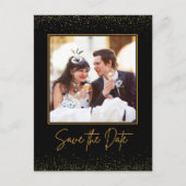 Foto Black and Gold Wedding Save the Date Postkarte (Vorderseite)