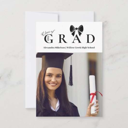 Foto Black Bow Abschluss Ankündigung (Vorderseite)