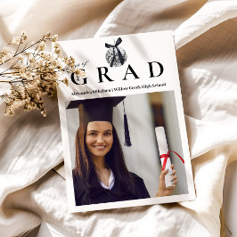 Foto Black Bow Disco Ball Graduation Party Ankündigung