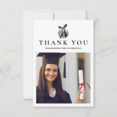 Foto Black Bow Disco Ball Graduation Party Dankeskarte (Vorderseite)