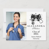 Foto Black Bow Nursing School Graduate Ankündigung (Vorderseite)