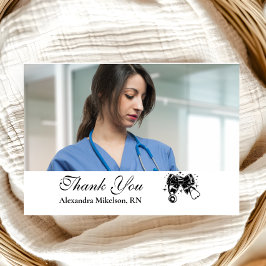 Foto Black Bow Nursing School Graduate Dankeskarte