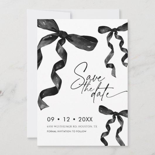 Foto Black Bow Save the Date Einladung (Vorderseite)