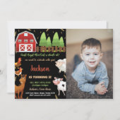 Foto Black Brown Green Farm Geburtstag Einladungen (Vorderseite)