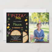 Foto Black Chili Pizza Geburtstagseinladungen Einladung (Vorderseite)