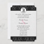 Foto Black Damask Wedites Einladung (Vorderseite)