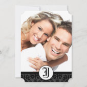 Foto Black Damask Wedites Einladung (Rückseite)