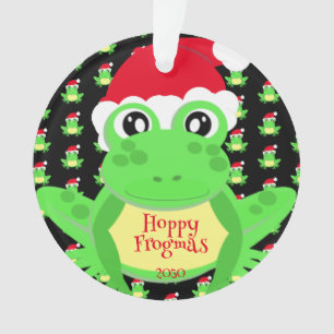 Foto Black Frog Weihnachtsmannmütze Muster Niedlic Ornament
