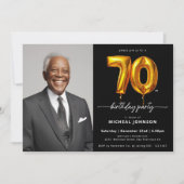 Foto Black Gold 70. Geburtstag Einladung (Vorderseite)