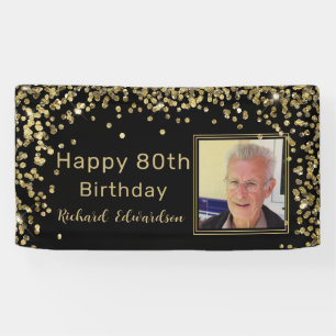 Foto Black Gold 80. Geburtstag Personalisiert Banner