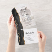Foto Black Gold Agate Hochzeit All In One Einladung (Abreißen)