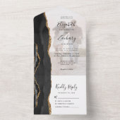 Foto Black Gold Agate Hochzeit All In One Einladung (Innen Boden)