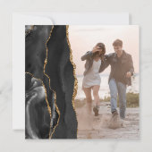 Foto Black Gold Agate Square Einladung zur Hochzei (Rückseite)