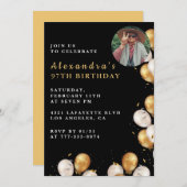 Foto Black Gold Ballon 97. Geburtstag Einladung (Vorne/Hinten)