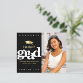 Foto Black Gold Cap Abschluss Einladung (Stehend Vorderseite)