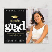 Foto Black Gold Cap Abschluss Einladung (Vorderseite)